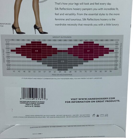 Hanes Silk Reflections Silky Sheer Control Top Pantyhose Style 718 CD Imperfect - Picture 4 of 5